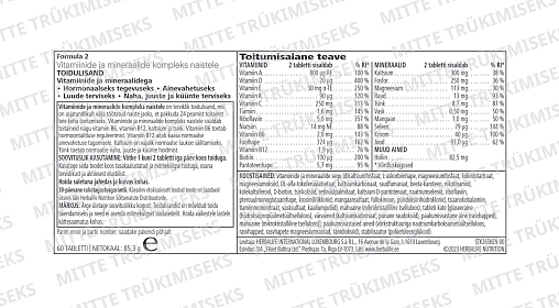 Formula 2 Vitamiinide ja mineraalide kompleks naistele