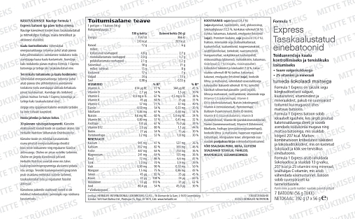 FORMULA 1 EXPRESS TUMEDA ŠOKOLAADI MAITSEGA